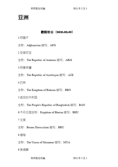 世界各国国旗图片+英文名称及缩写(珍藏版)之欧阳歌谷创编