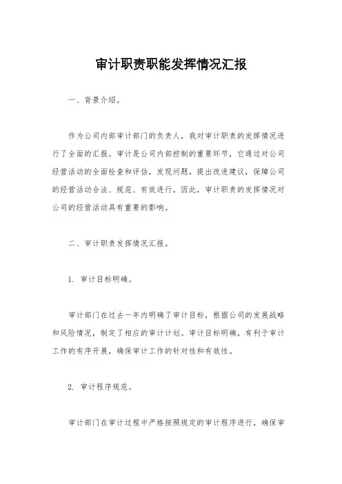 审计职责职能发挥情况汇报