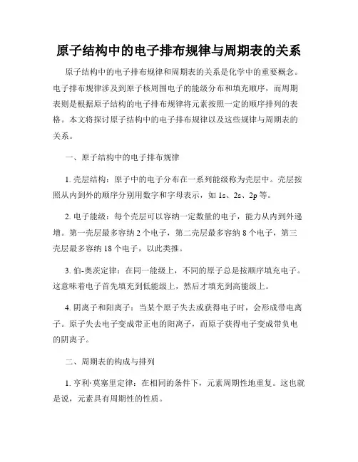 原子结构中的电子排布规律与周期表的关系