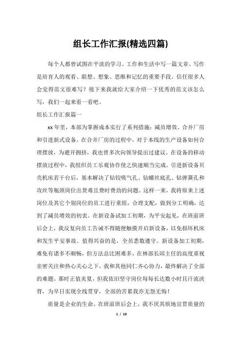 组长工作汇报(精选四篇)