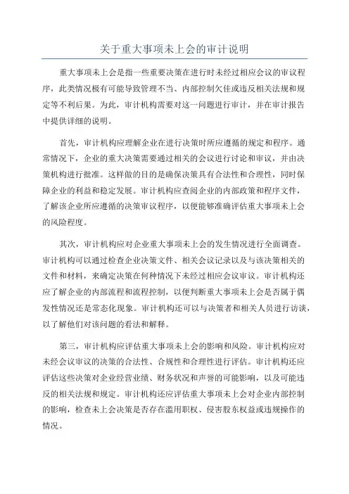 关于重大事项未上会的审计说明