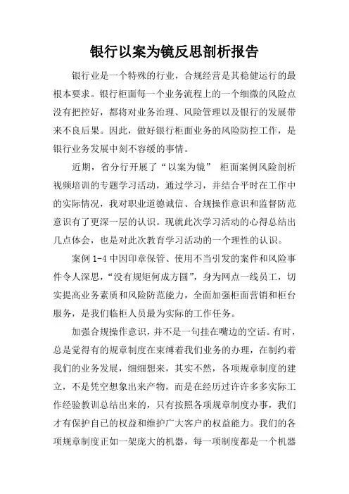 银行以案为镜反思剖析报告