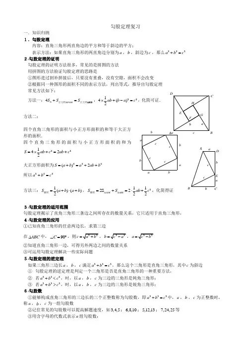 勾股定理知识点与常见题型总结
