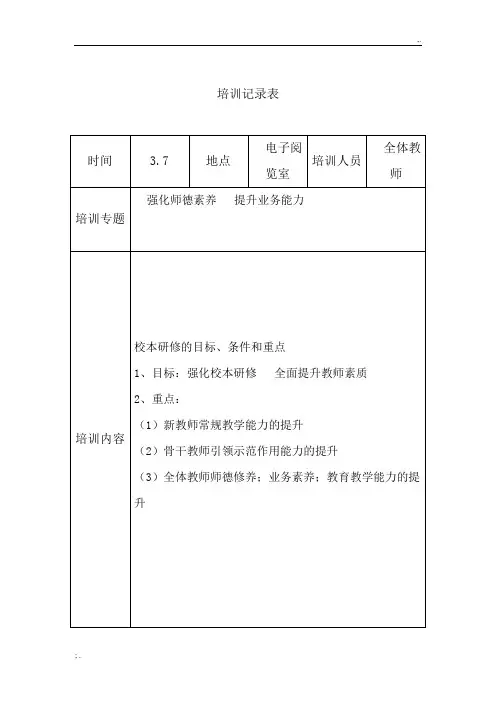 骨干教师培训记录表 (3)