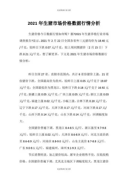 (农业牧渔行业分析)生猪市场价格数据行情分析
