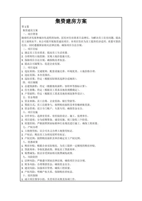 集资建房方案