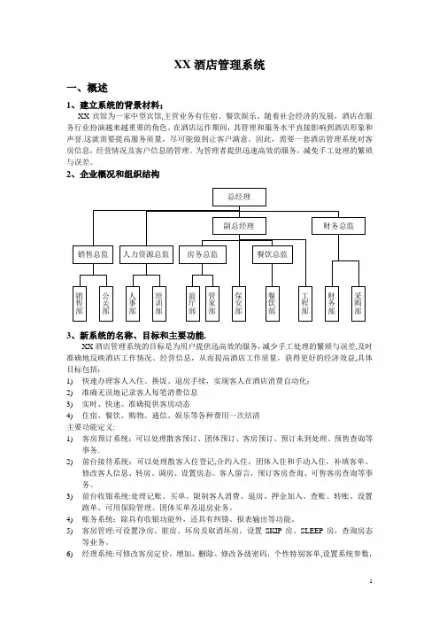 酒店管理系统需求分析(1)