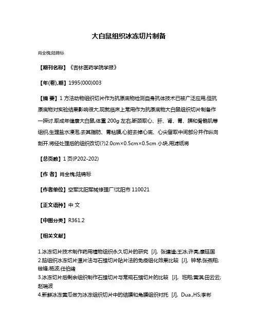 大白鼠组织冰冻切片制备