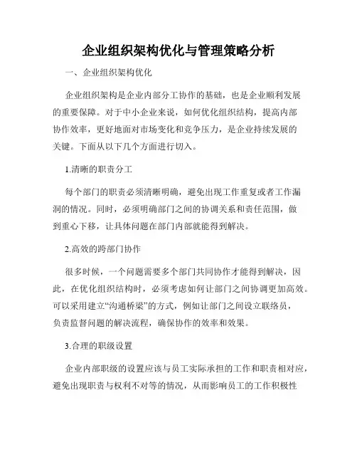 企业组织架构优化与管理策略分析