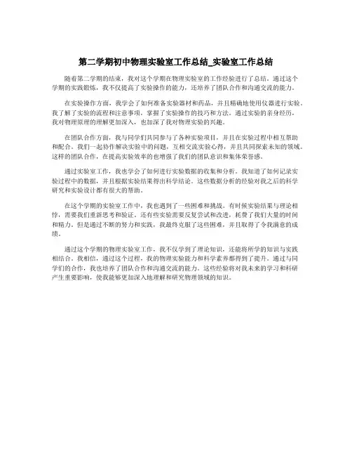 第二学期初中物理实验室工作总结_实验室工作总结