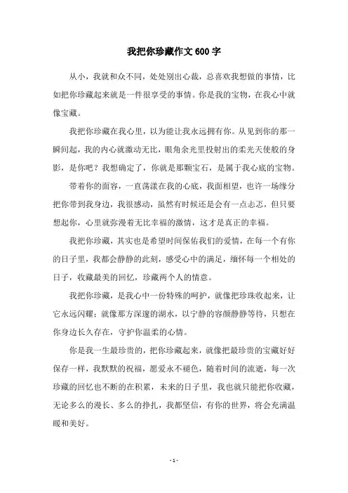 我把你珍藏作文600字