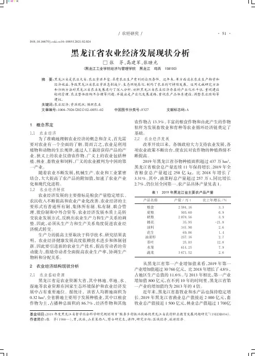 黑龙江省农业经济发展现状分析