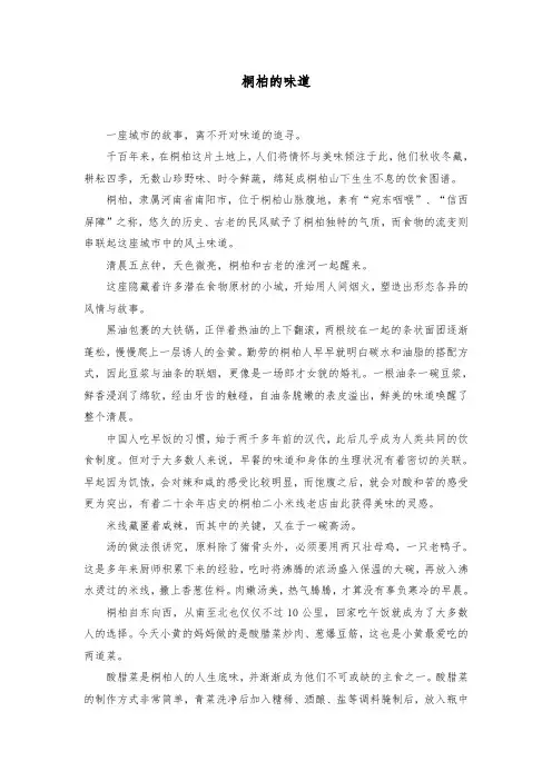 《桐柏的味道》纪录片解说词文案