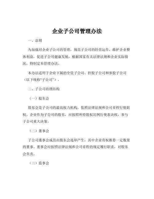 企业子公司管理办法