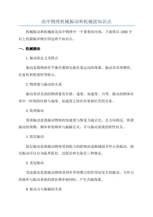 高中物理机械振动和机械波知识点