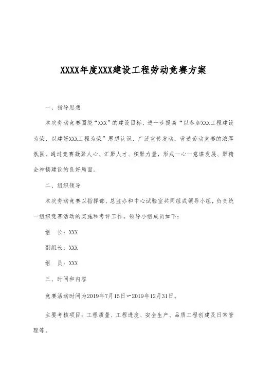 工程建设劳动竞赛方案