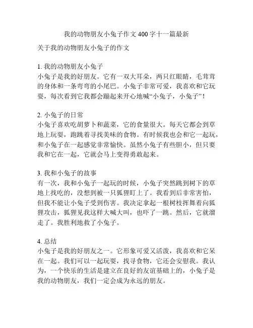 我的动物朋友小兔子作文400字十一篇最新