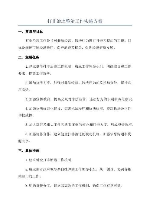打非治违整治工作实施方案