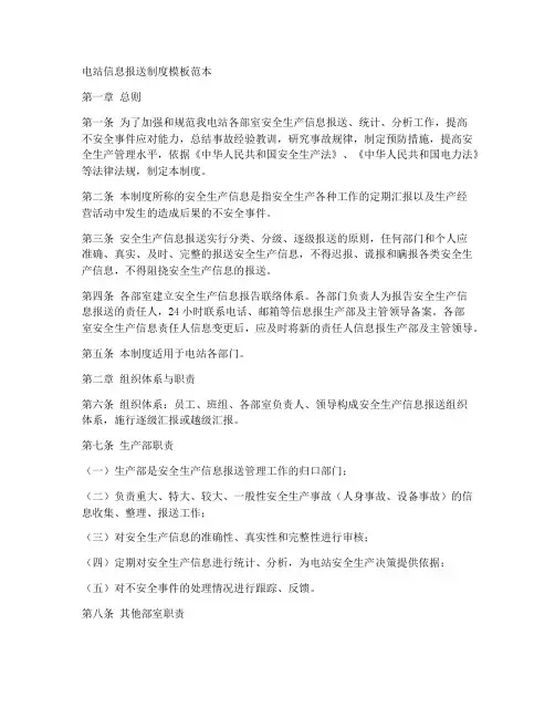 电站信息报送制度模板范本