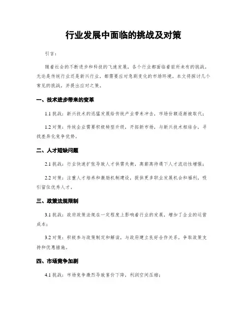 行业发展中面临的挑战及对策