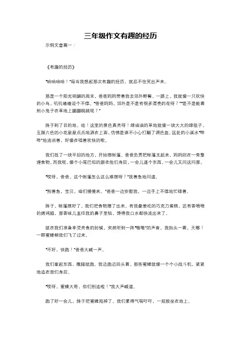 三年级作文有趣的经历