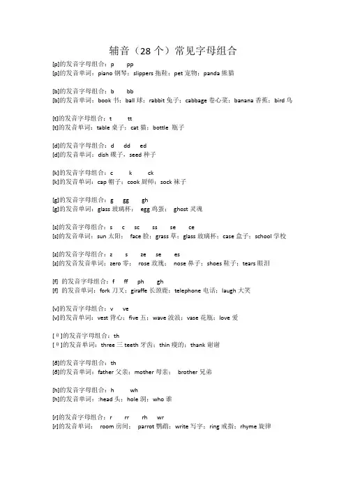 英语辅音音标常见字母组合和单词