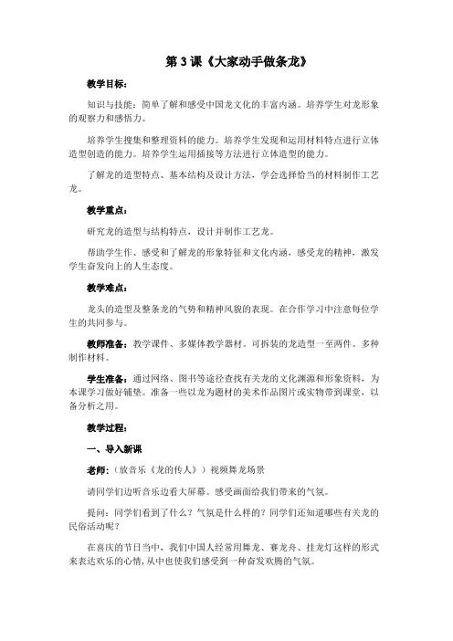 第3课《大家动手做条龙》教案