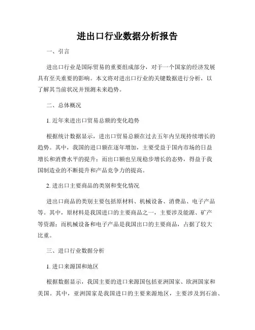 进出口行业数据分析报告