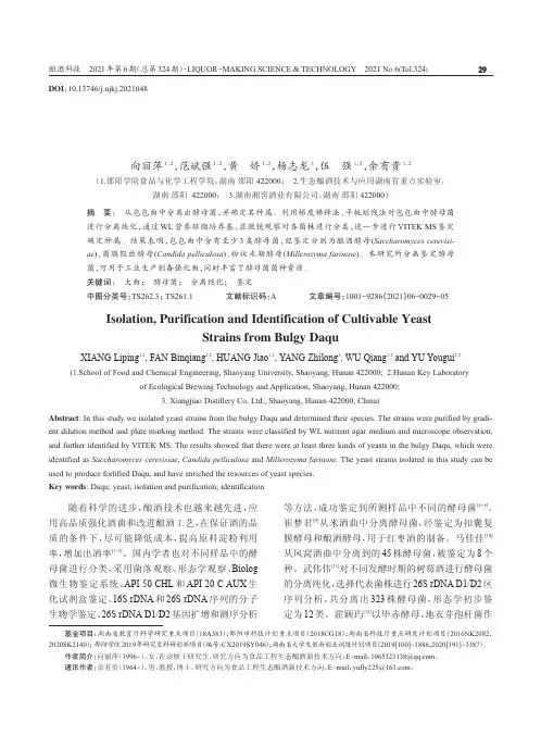 包包曲中可培养酵母菌的分离纯化与鉴定