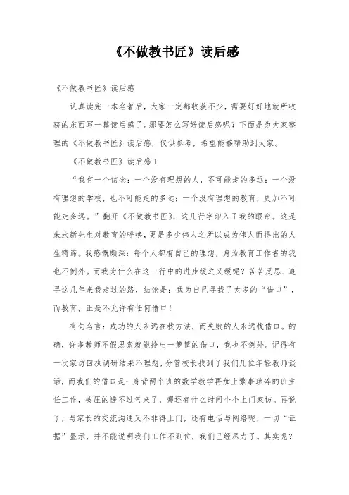 《不做教书匠》读后感