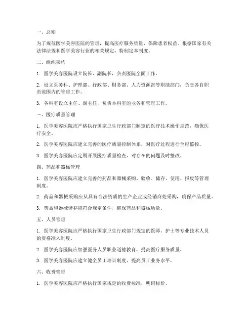 医学美容医院管理制度范文
