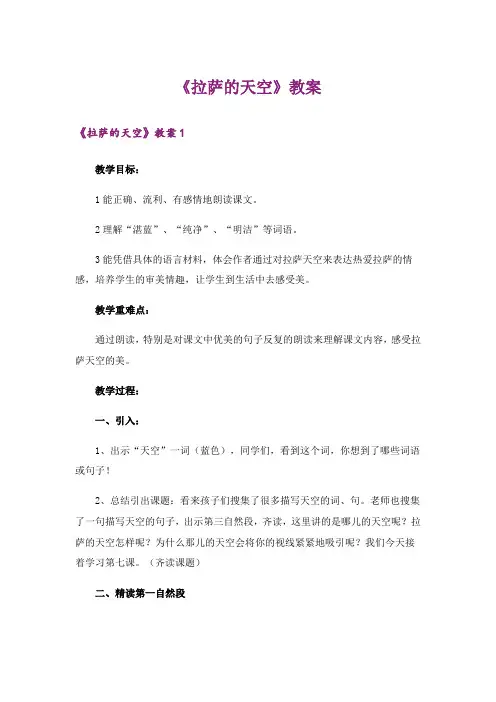 《拉萨的天空》教案_1