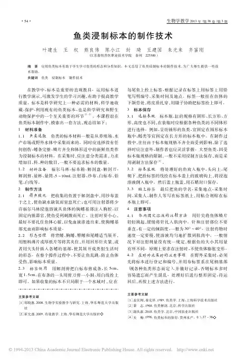 鱼类浸制标本的制作技术