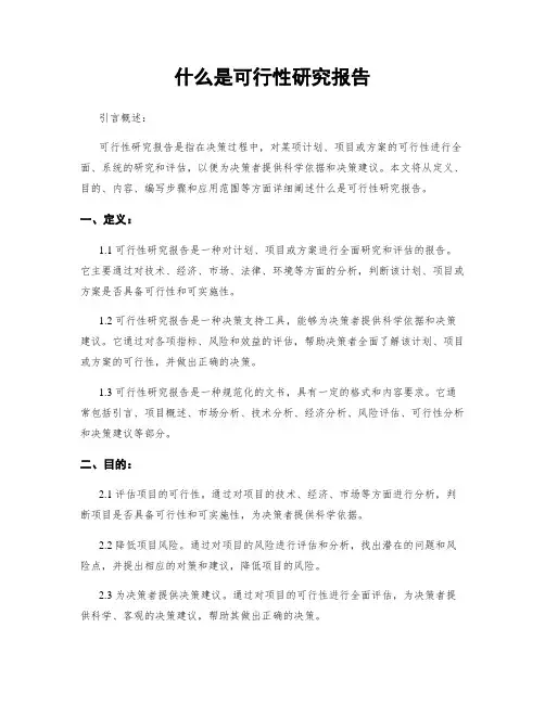 什么是可行性研究报告