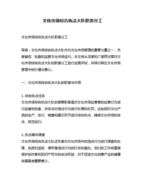 文化市场综合执法大队职责分工