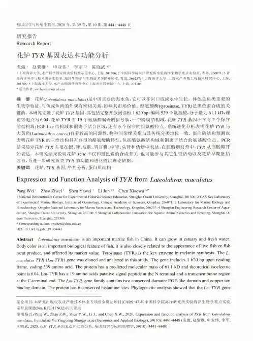 花鲈TYR基因表达和功能分析
