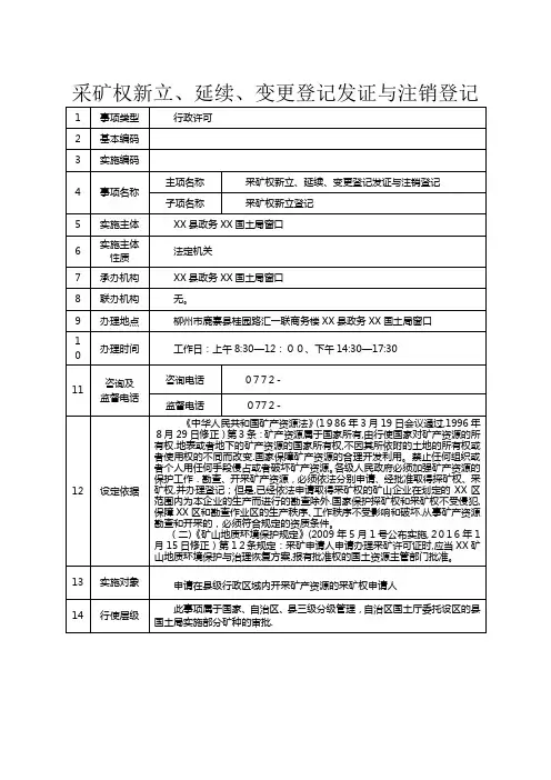 采矿权新立延续变更登记发