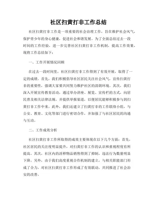 社区扫黄打非工作总结