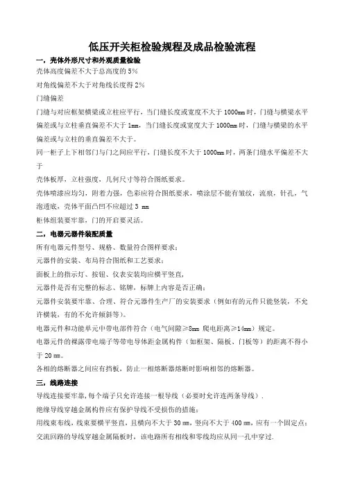 低压开关柜检验规程