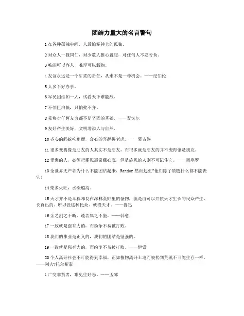 团结力量大的名言警句
