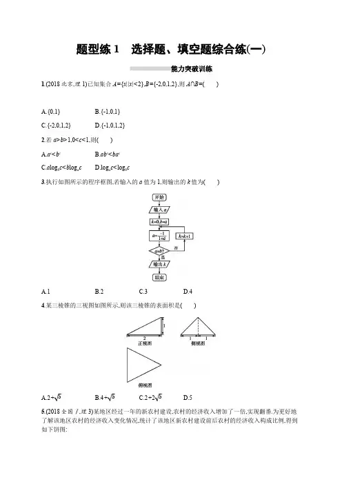 2019年高考数学(理科,天津课标版)二轮复习题型练  Word版含答案 1