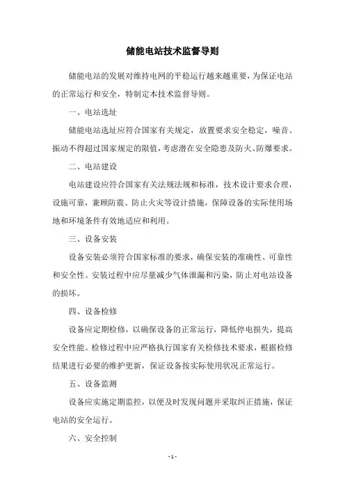 储能电站技术监督导则
