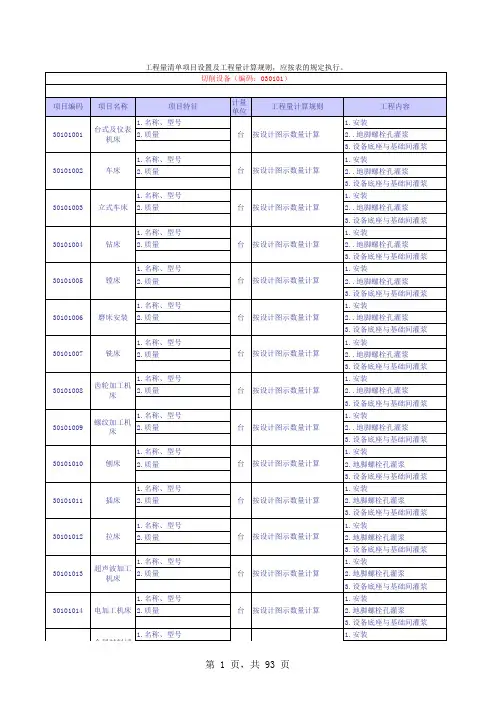 2013清单工程量计算规则