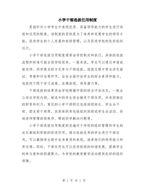 小学干部选拔任用制度