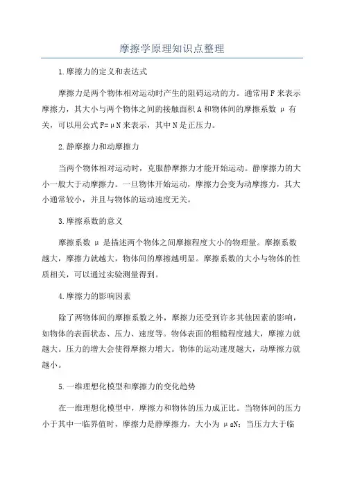摩擦学原理知识点整理