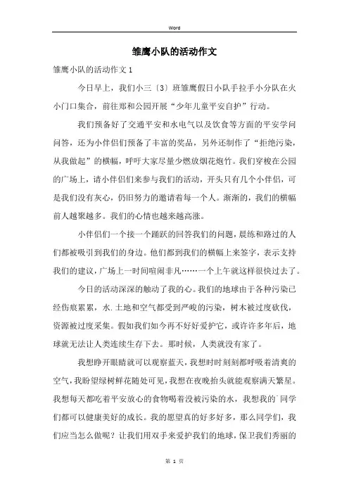 雏鹰小队的活动作文
