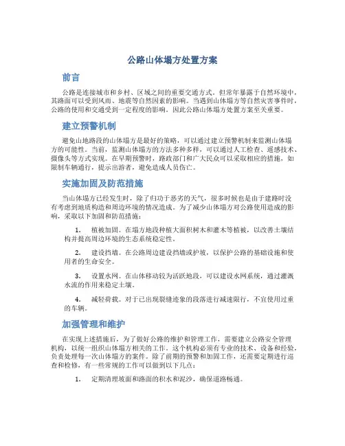 公路山体塌方处置方案
