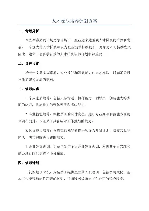 人才梯队培养计划方案