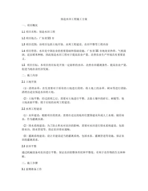 垦造水田工程施工方案