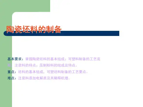 陶瓷坯料的制备